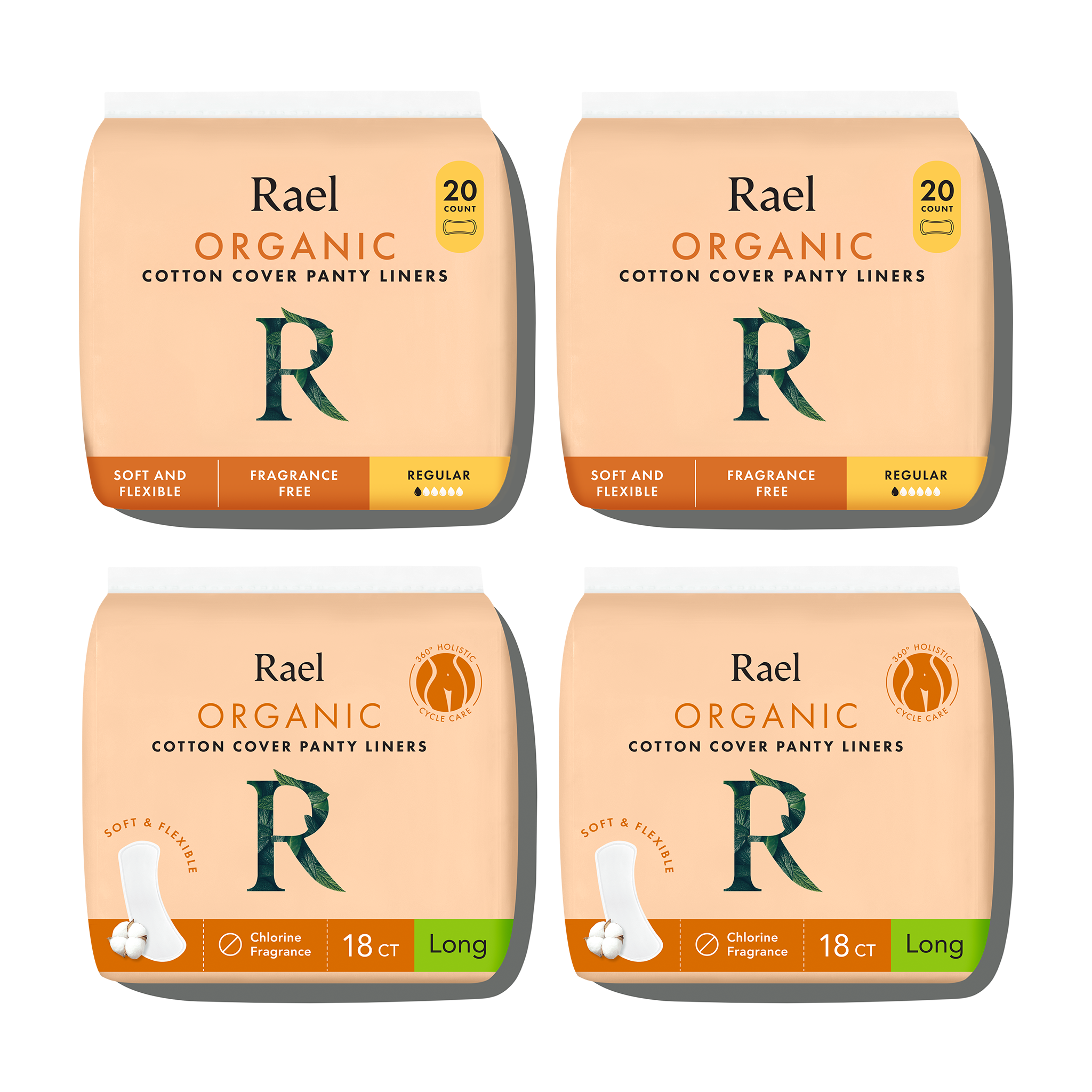 Regular + Long Bundle Unscented Panty Liners Made With Organic Cotton B2